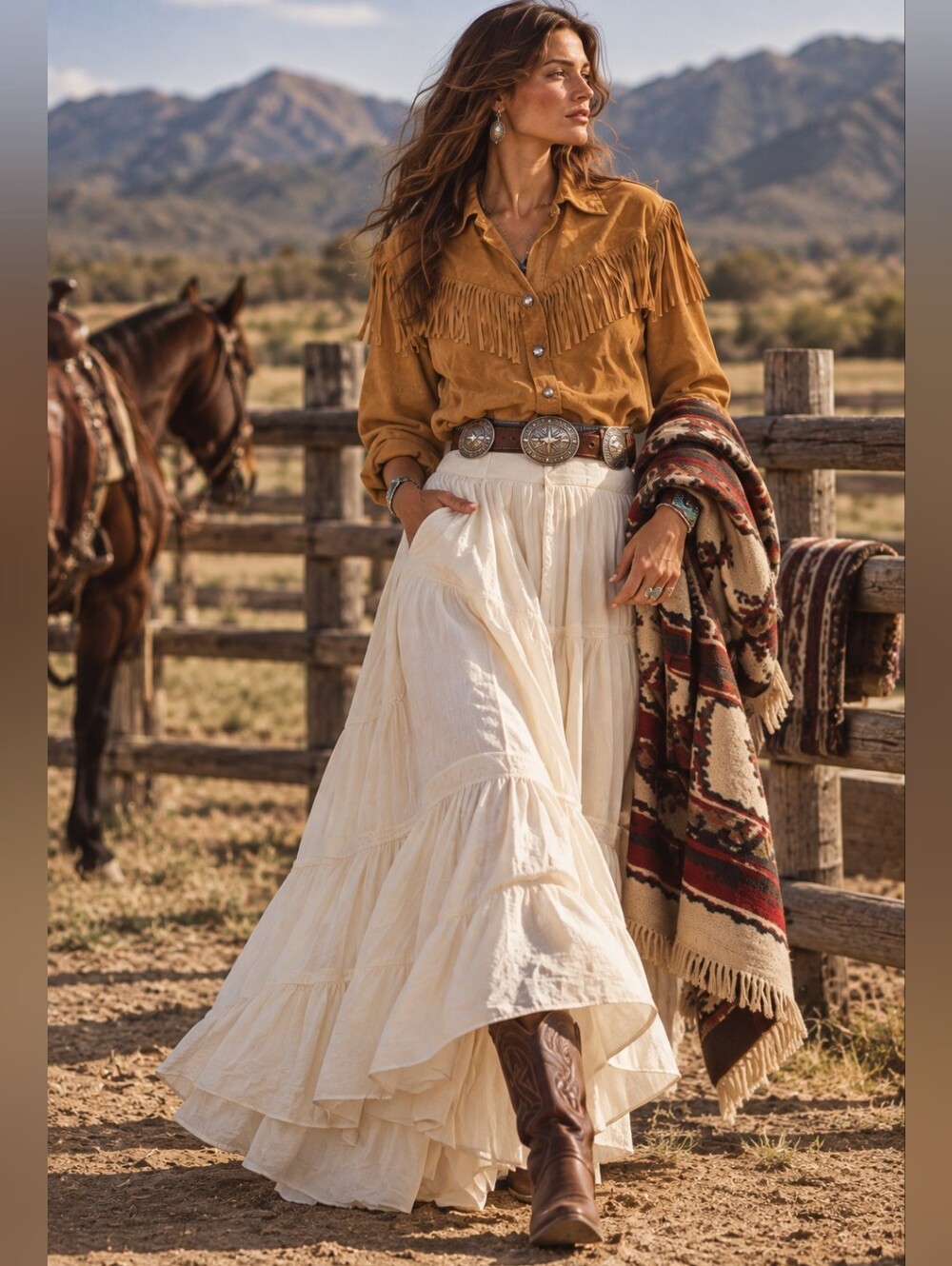 Vintage c.1990-1993 Ralph Lauren Country Suede Fringe Western Shirt Jacket